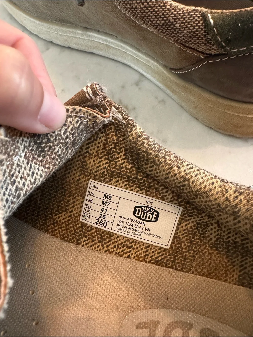 Hey Dude Men's Tan/Brown Canvas Moccasin Slip-Ons